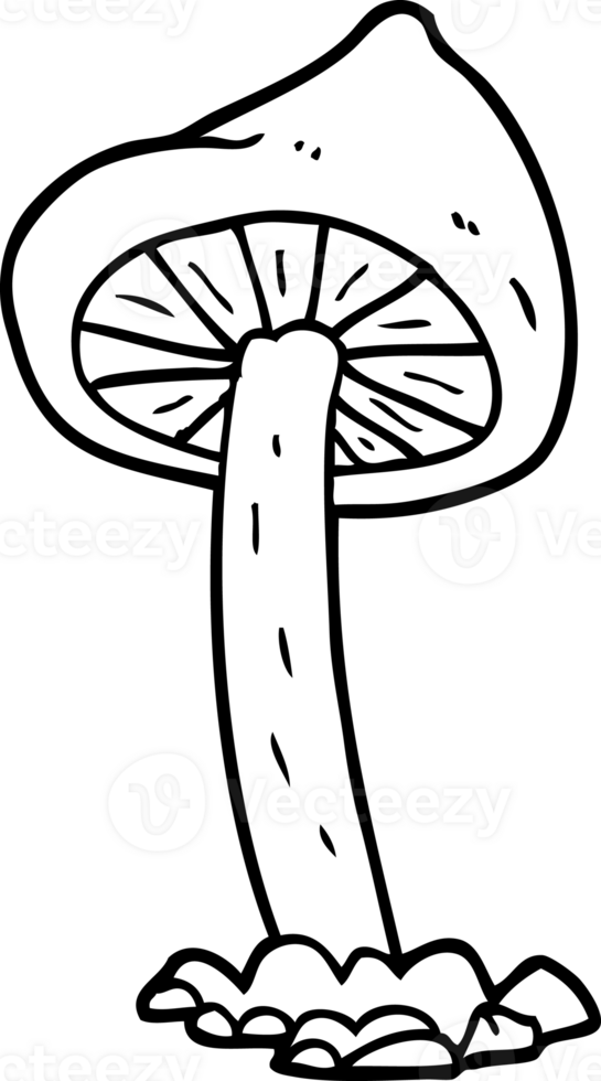 hand drawn black and white cartoon mushroom png