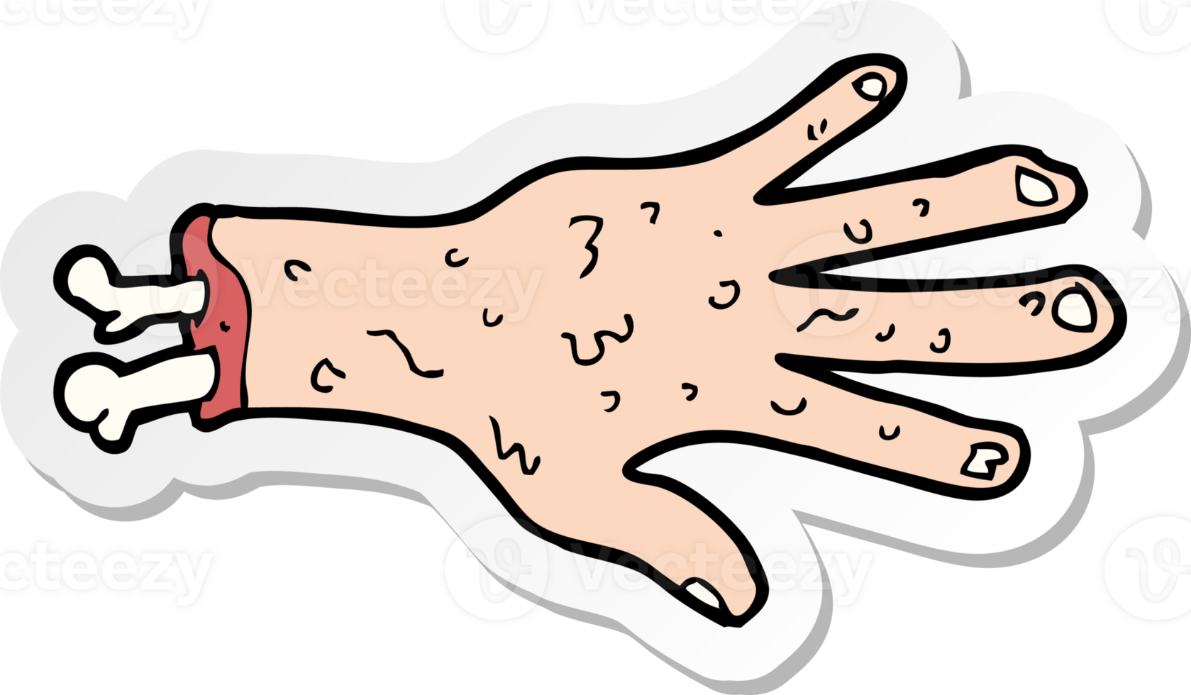sticker of a gross severed hand cartoon png