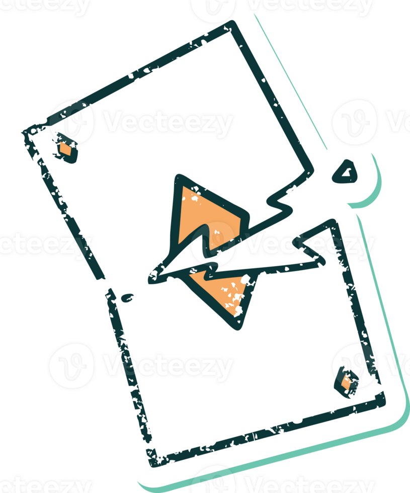 iconic distressed sticker tattoo style image of a torn card png