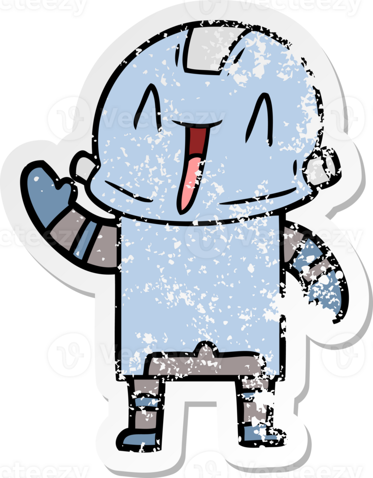 distressed sticker of a cartoon robot png