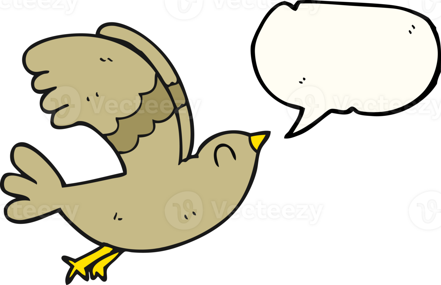 hand drawn speech bubble cartoon bird png