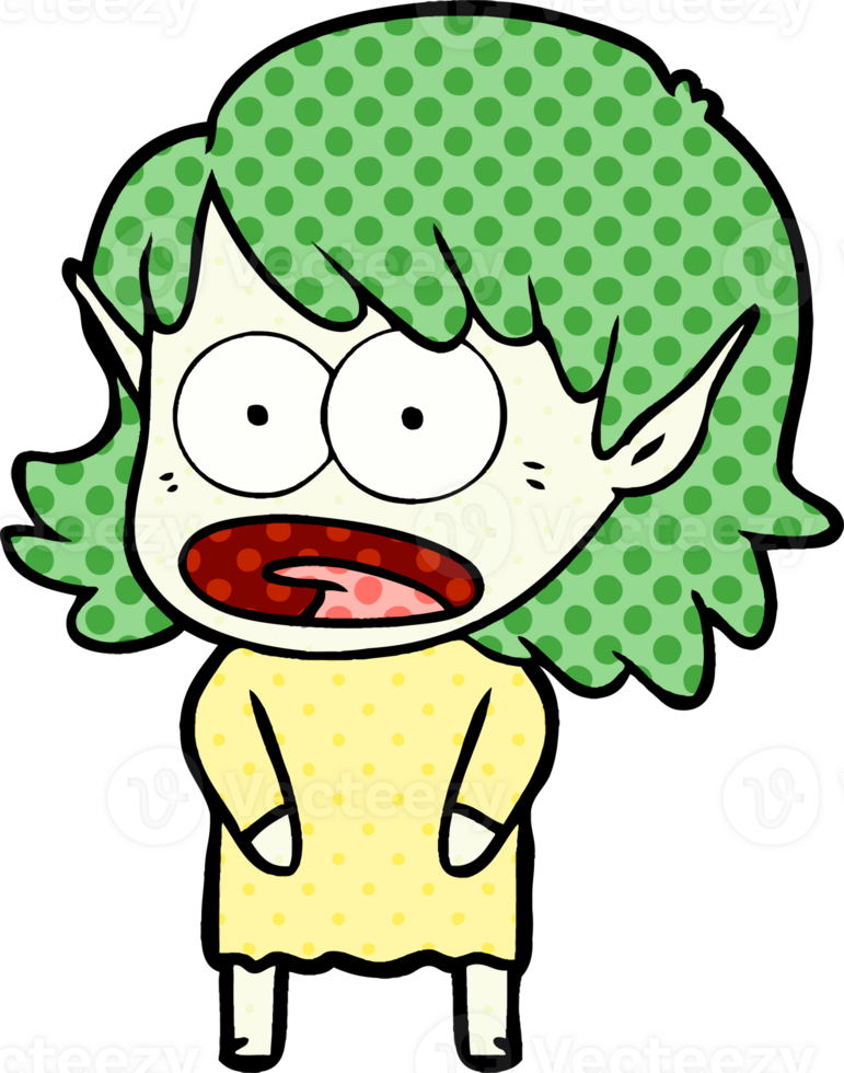cartoon shocked elf girl png