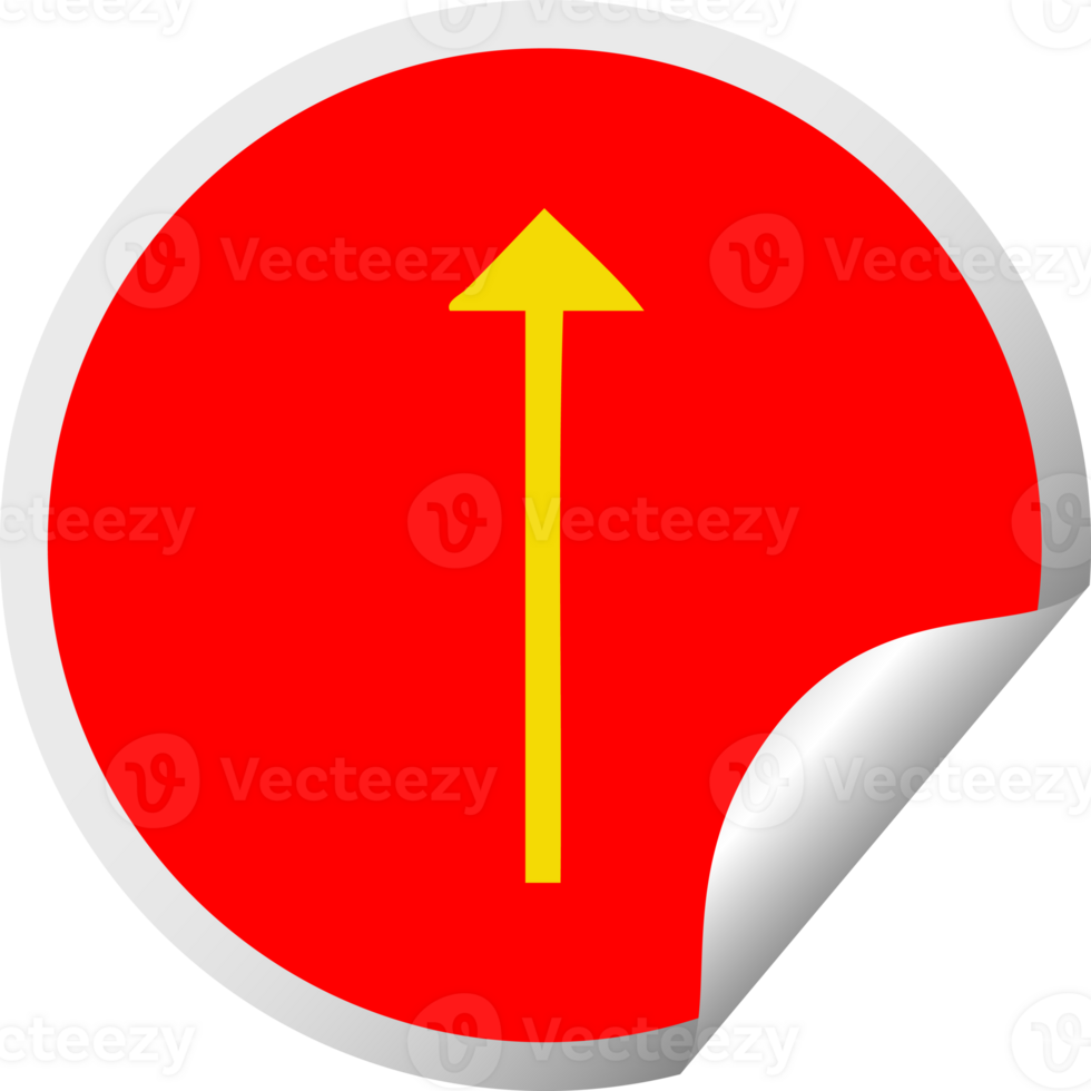 circular peeling sticker cartoon of a long arrow symbol png