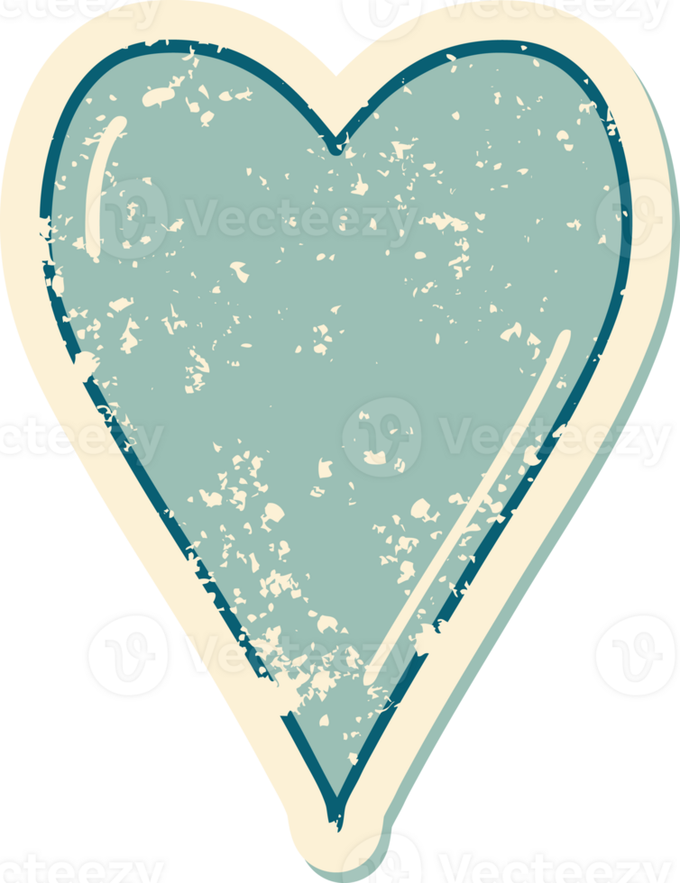 iconic distressed sticker tattoo style image of a heart png