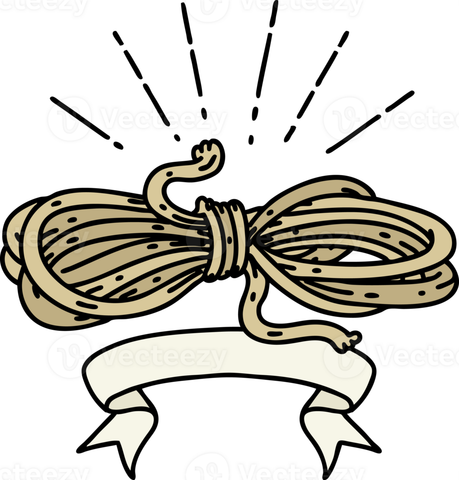 scroll banner with tattoo style wound rope png