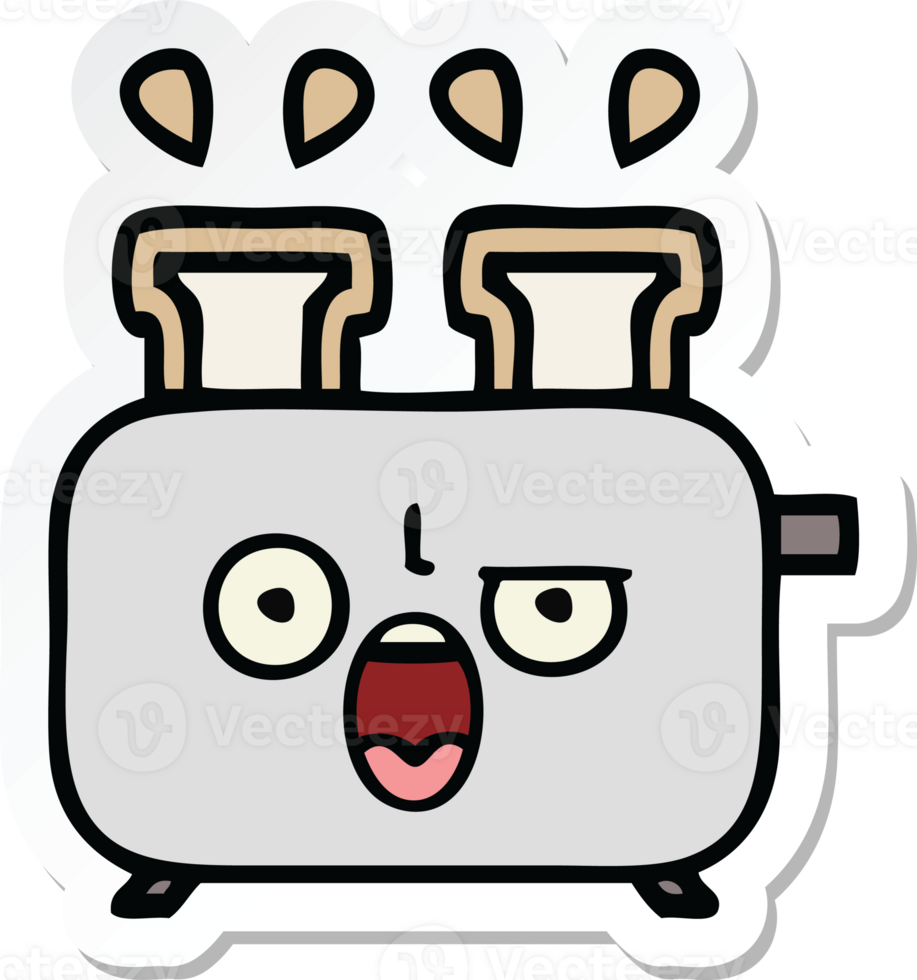 sticker of a cute cartoon of a toaster png