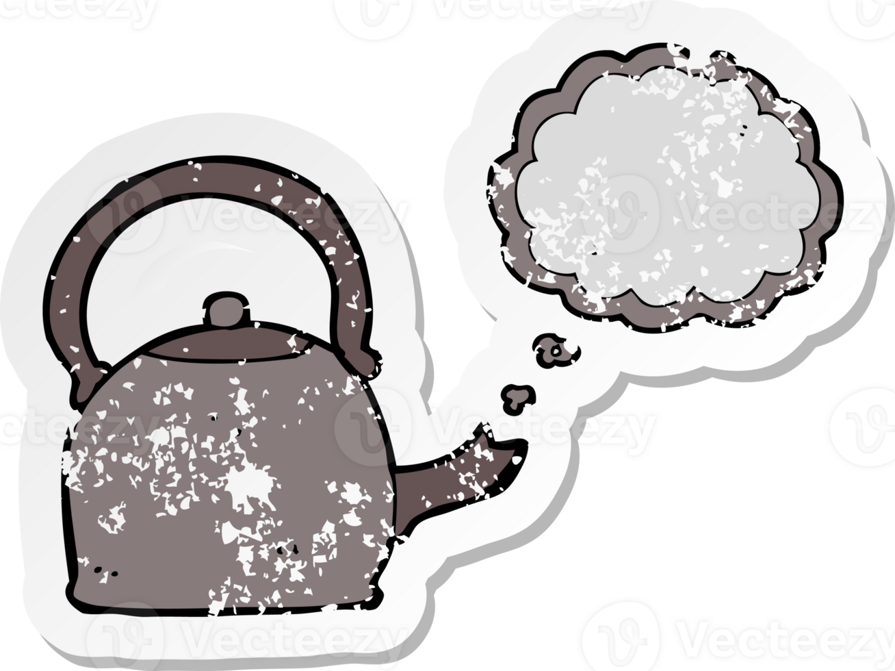 retro distressed sticker of a cartoon kettle png