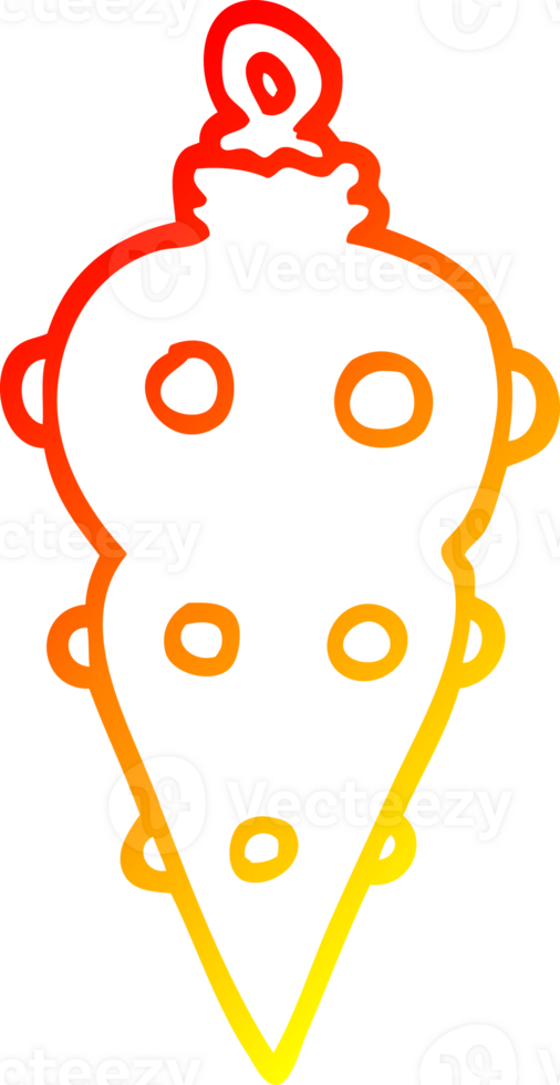 warm Gradient Linie Zeichnung von ein Karikatur Weihnachten Dekoration png