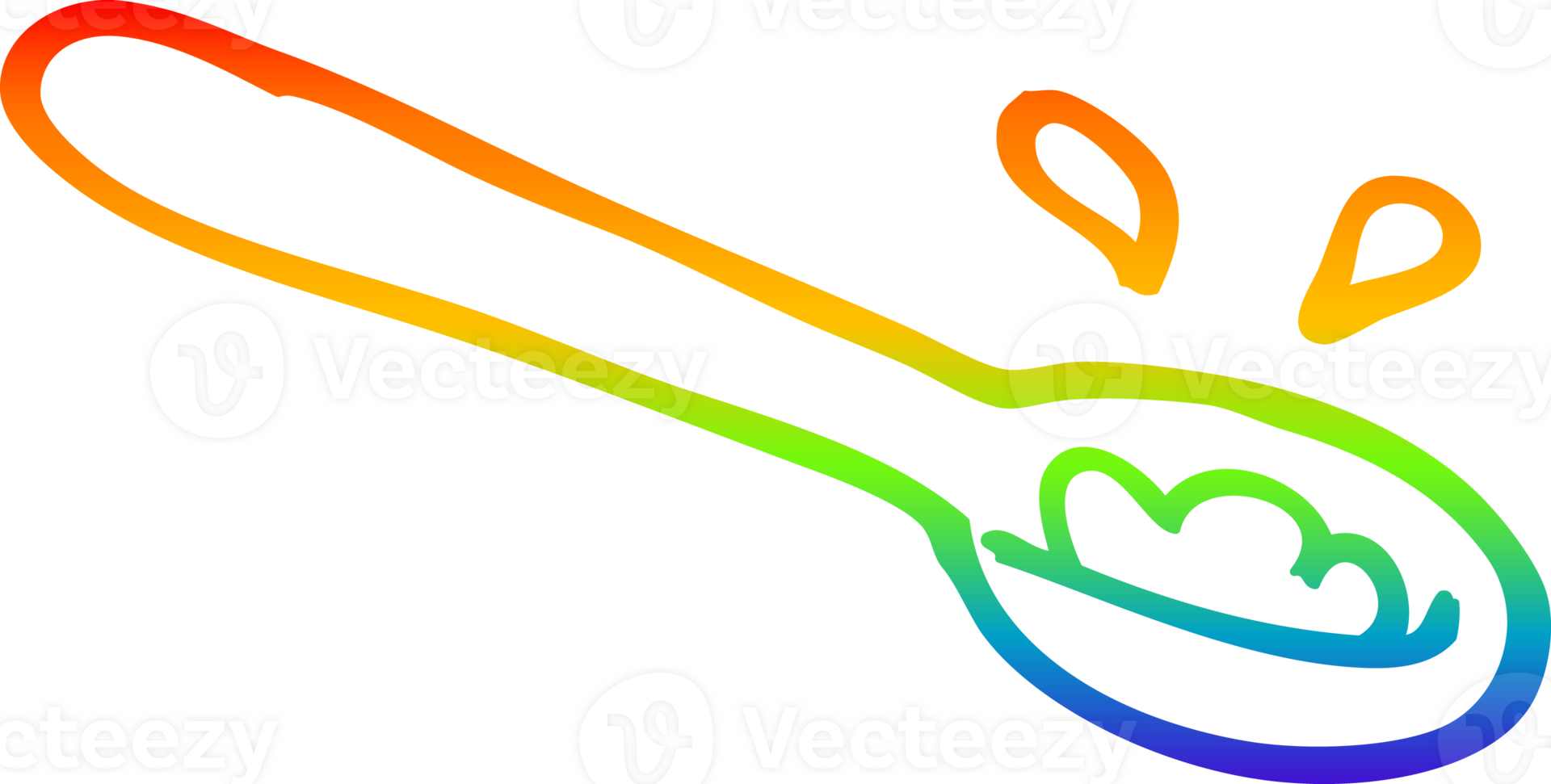 rainbow gradient line drawing of a cartoon ladle of food png