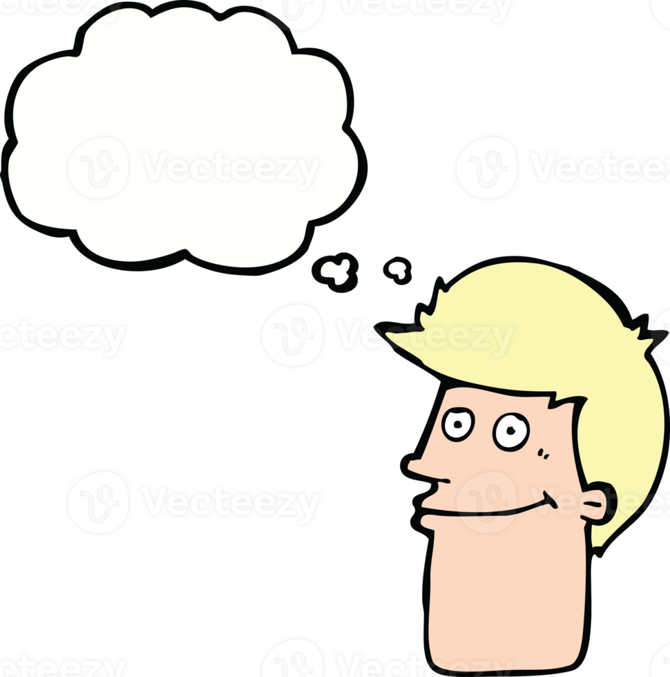 cartoon smiling man with thought bubble png