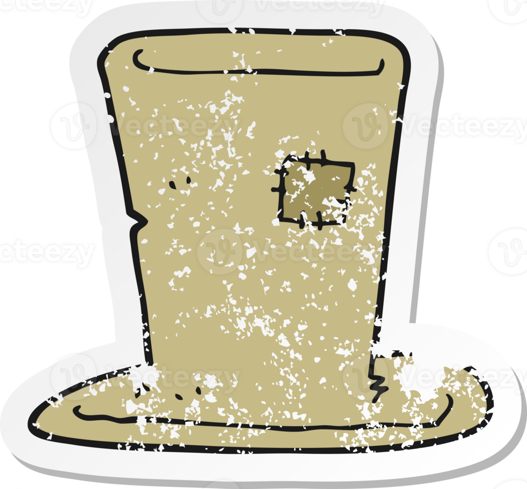 retro distressed sticker of a cartoon tramp top hat png