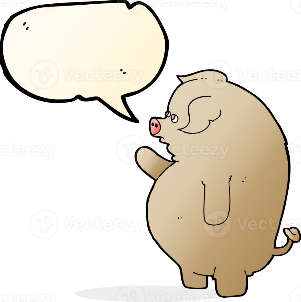 cartoon fat pig with speech bubble png