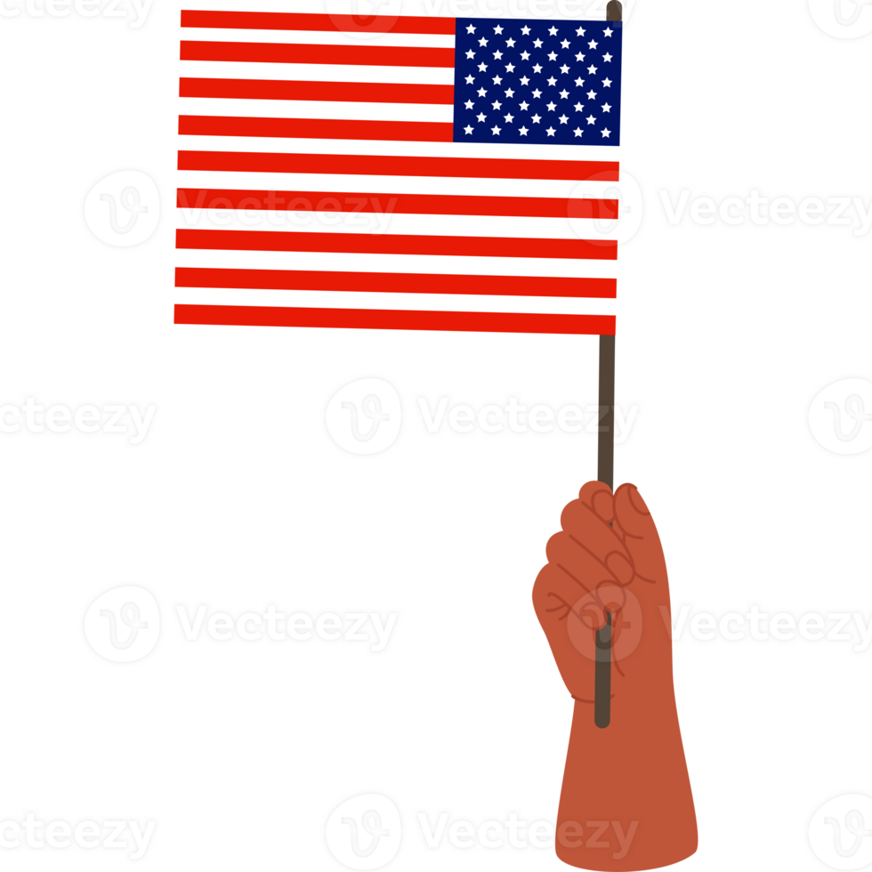 Black hand with American flag. png
