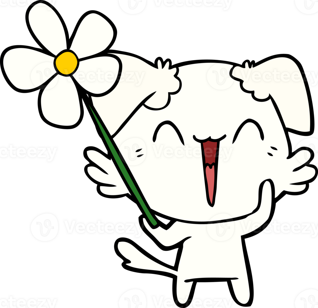 happy little dog with flower png