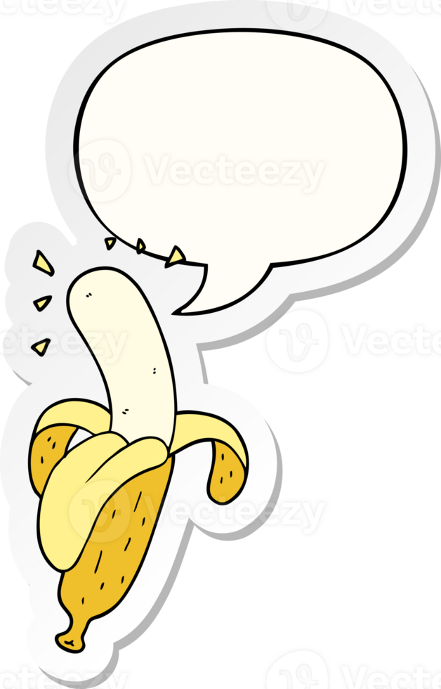 cartoon banana with speech bubble sticker png