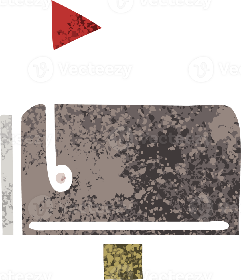 retro illustration style cartoon of a mail box png