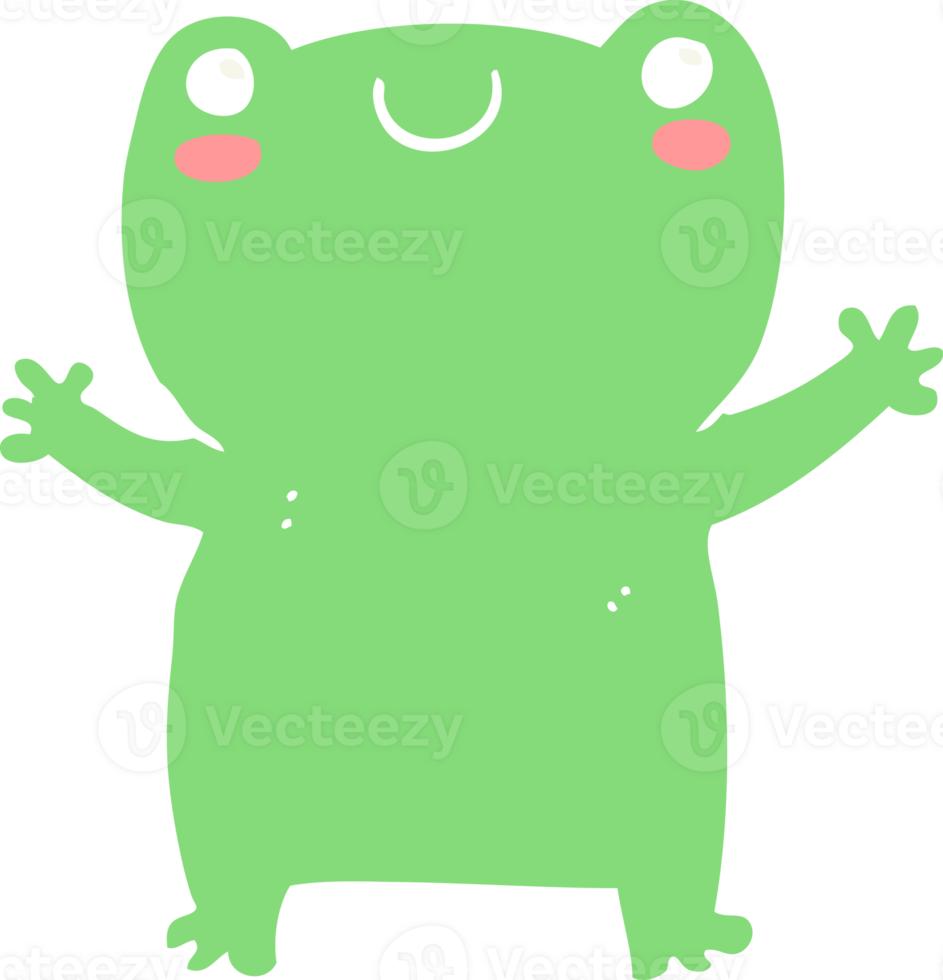 cute flat color style cartoon frog png