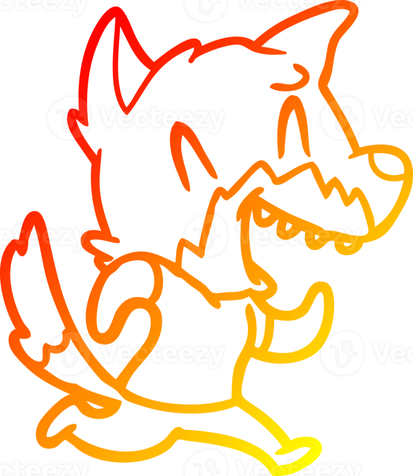 warm gradient line drawing of a laughing fox running away png