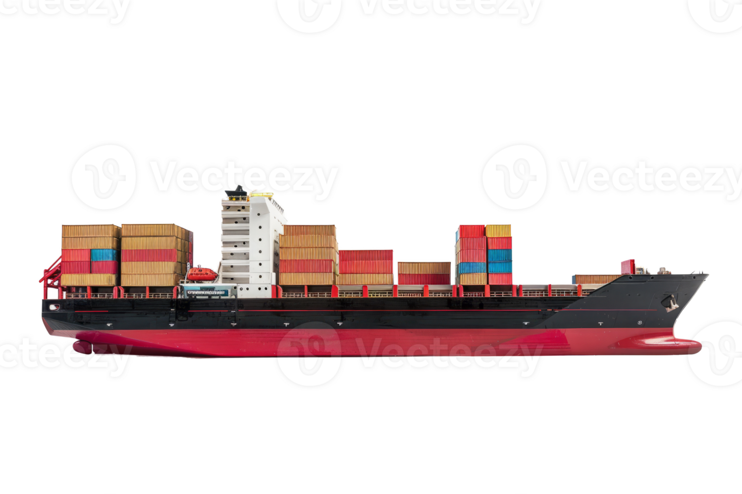 Large Cargo Ship Transporting Containers png