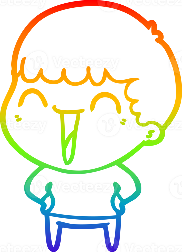 rainbow gradient line drawing of a cartoon happy man png