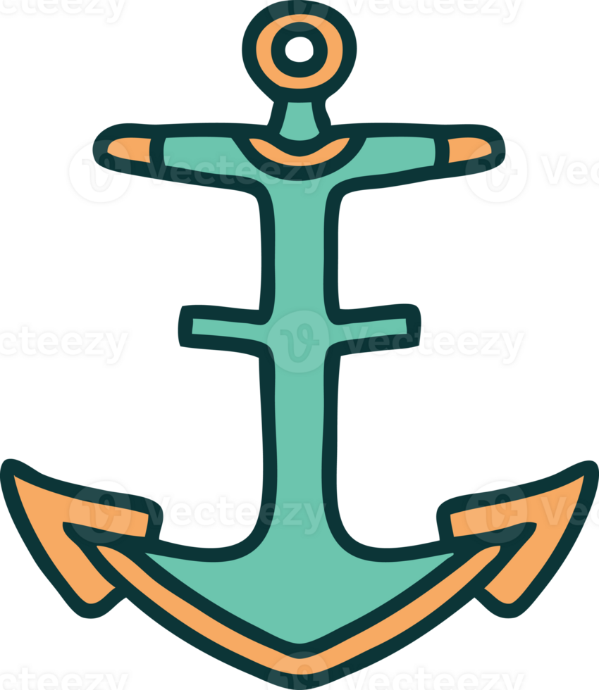 iconic tattoo style image of an anchor png