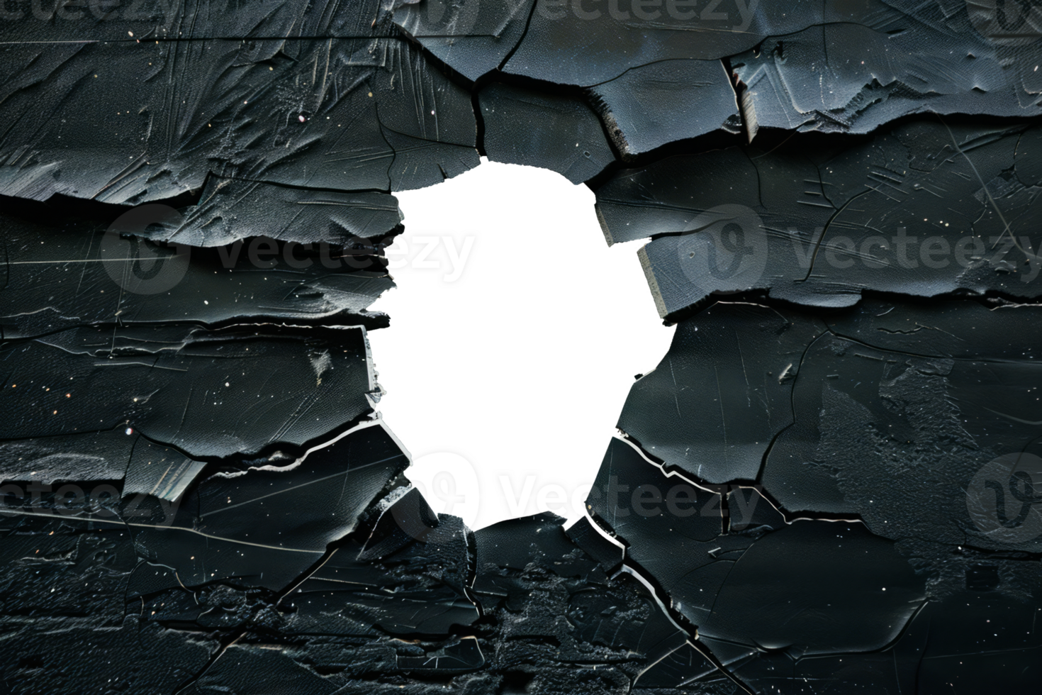 Dark cracked wall with white hole in center png