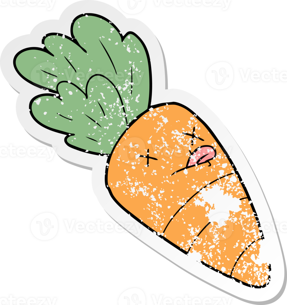 distressed sticker of a cartoon dead carrot png