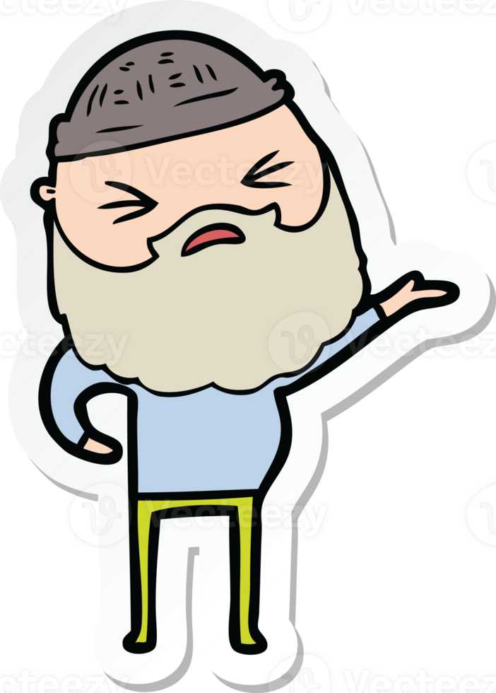 sticker of a cartoon man with beard png