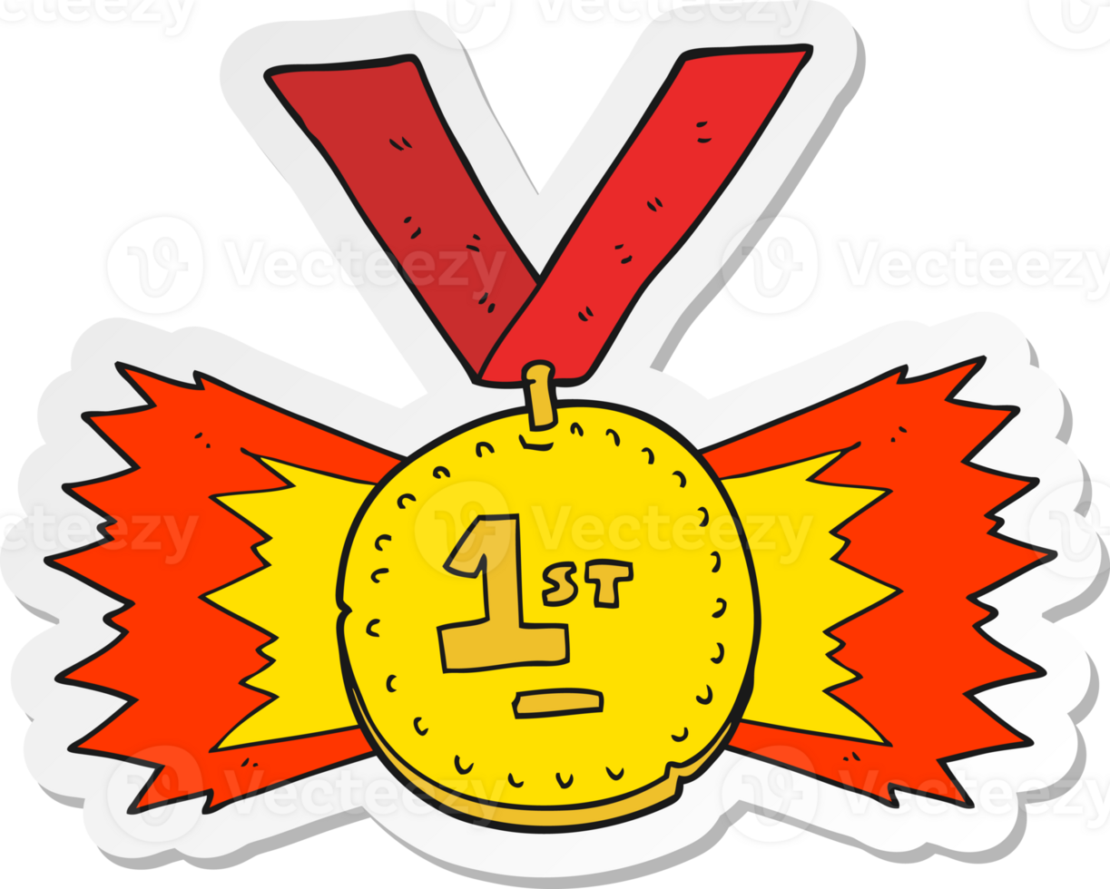 sticker of a cartoon first place medal png