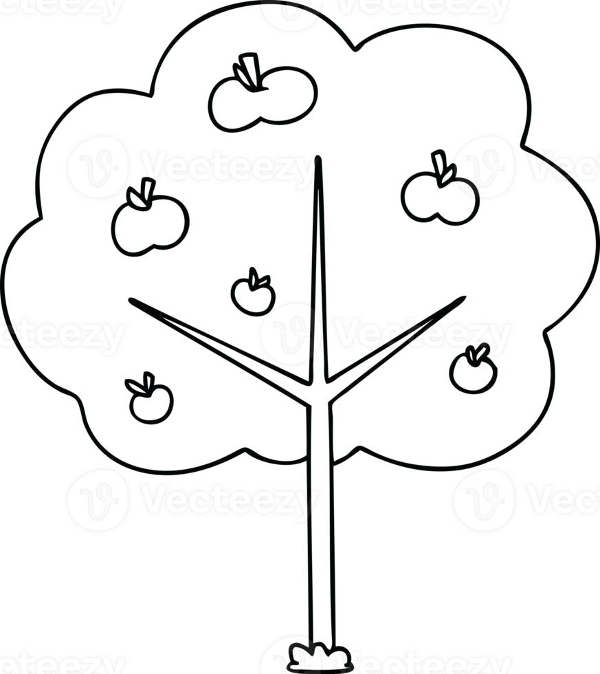 line drawing quirky cartoon tree png