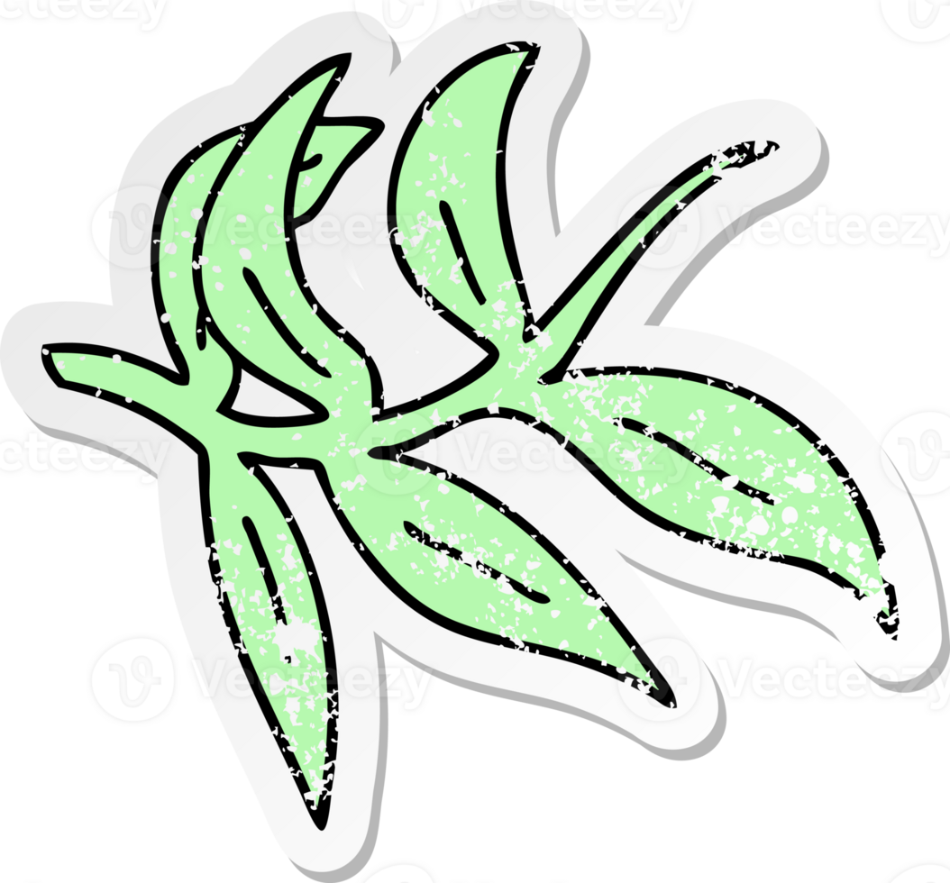 distressed sticker of a quirky hand drawn cartoon vines png