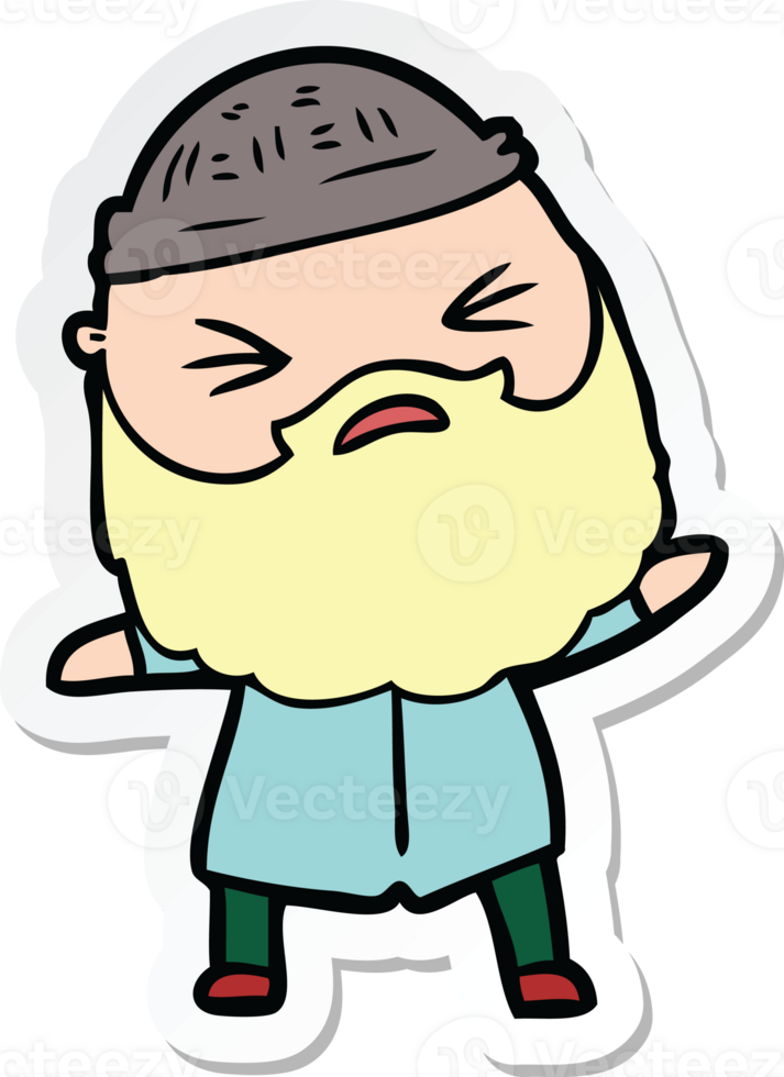 sticker of a cartoon man with beard png