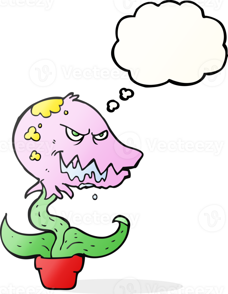 hand drawn thought bubble cartoon monster plant png