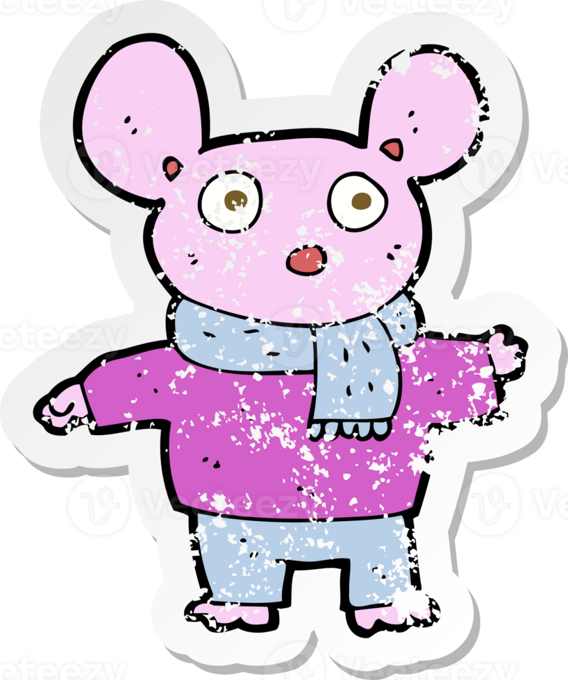 retro distressed sticker of a cartoon mouse in clothes png