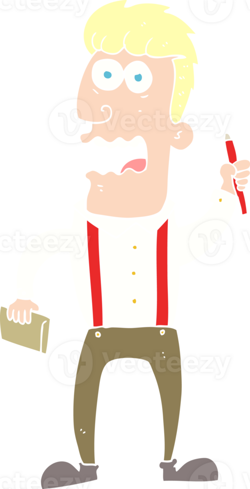flat color illustration of stressed reporter png