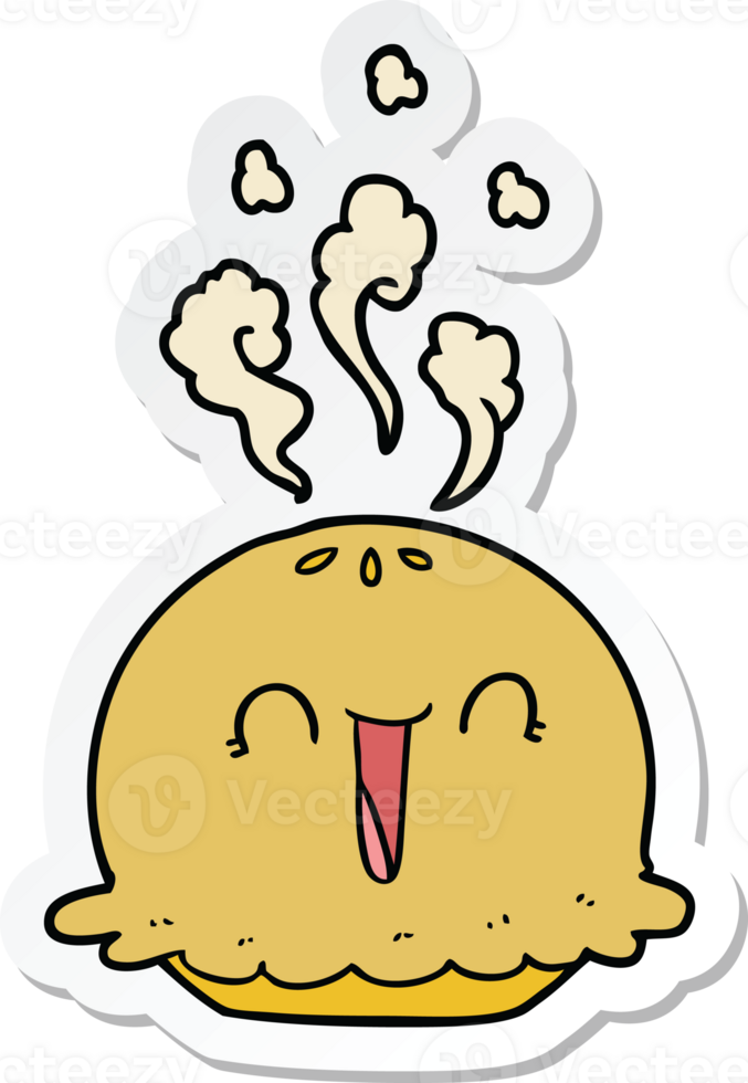 sticker of a cartoon happy pie png