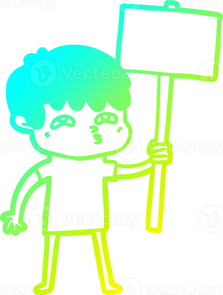 cold gradient line drawing of a cartoon curious man png