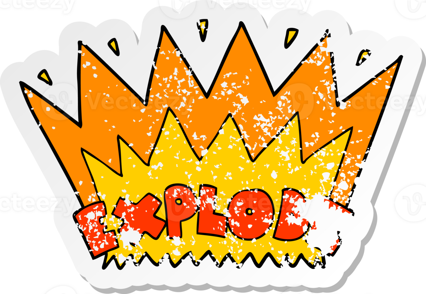 distressed sticker of a cartoon explosion png