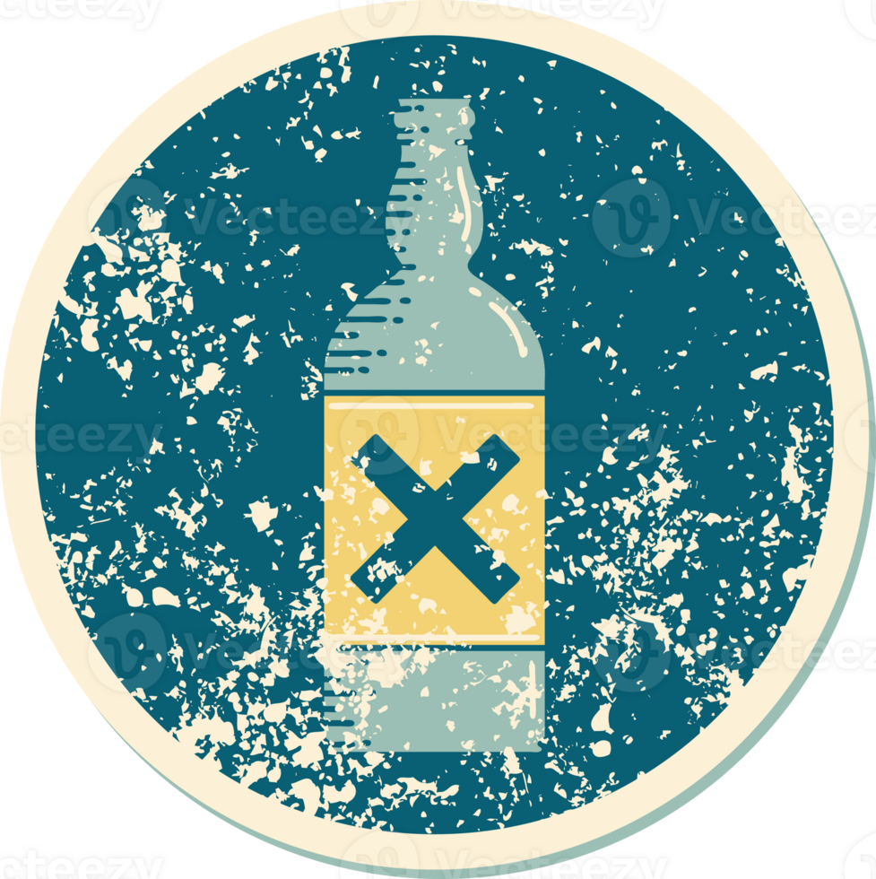 iconic distressed sticker tattoo style image of a bottle png