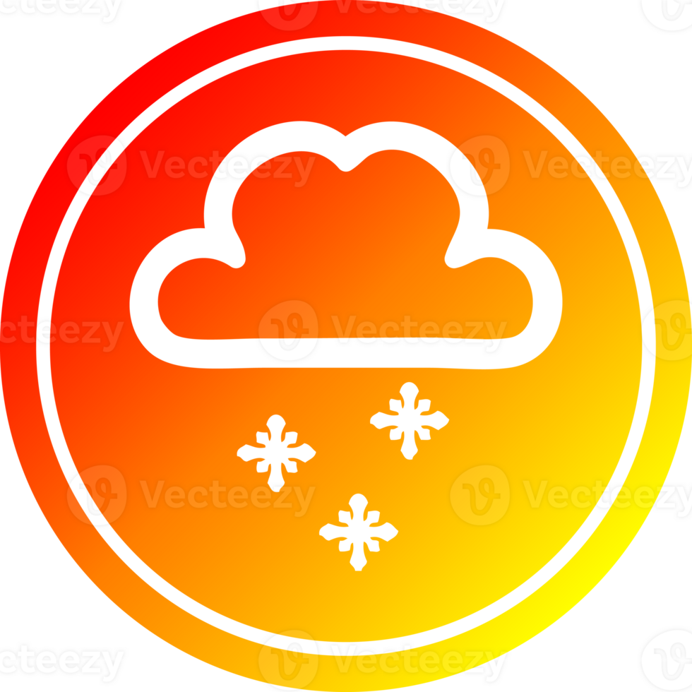 Schnee Wolke kreisförmig Symbol mit warm Gradient Fertig png