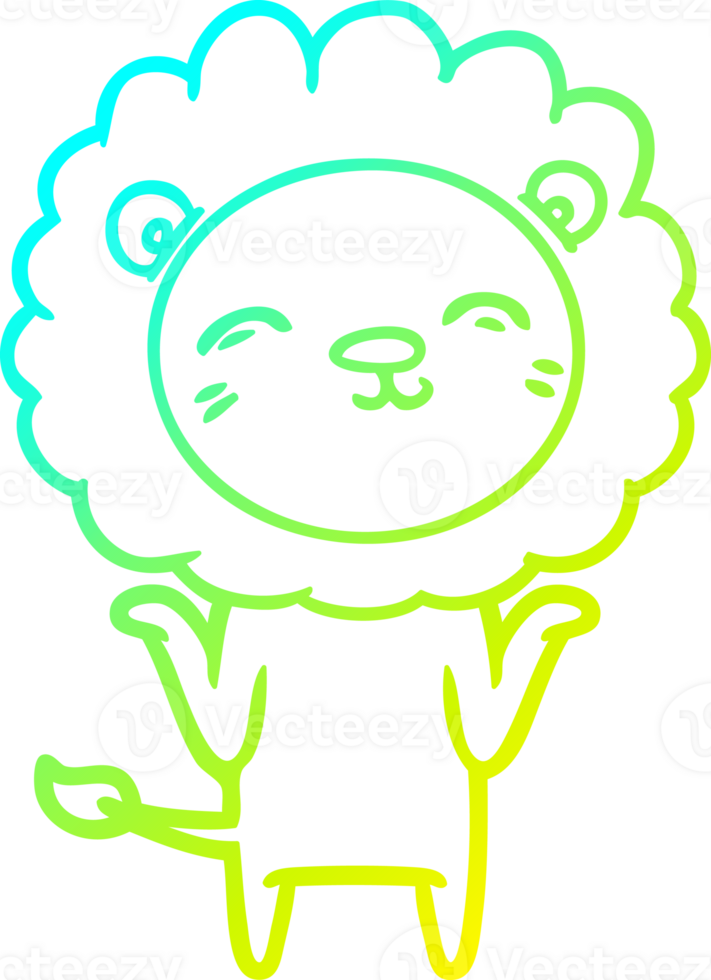 cold gradient line drawing of a cartoon lion png