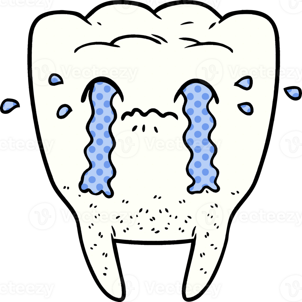 cartoon tooth crying png