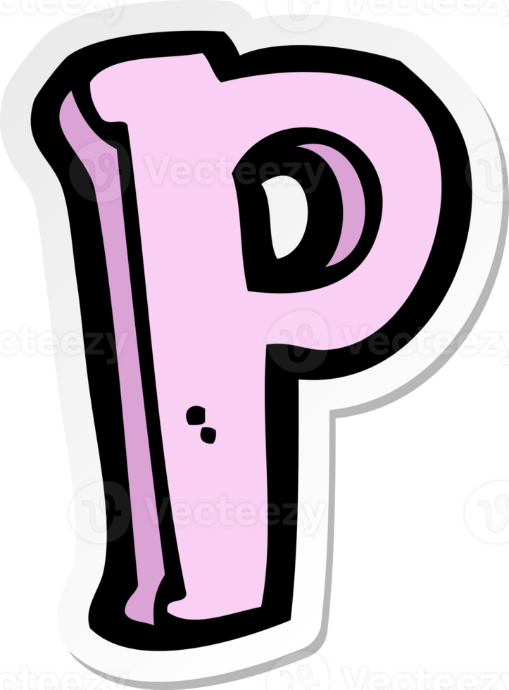 sticker of a cartoon letter P png