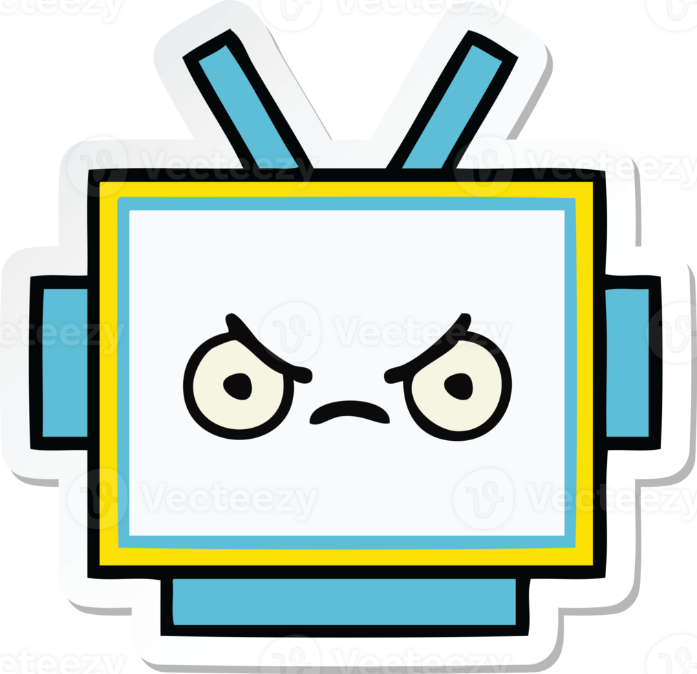 sticker of a cute cartoon robot head png