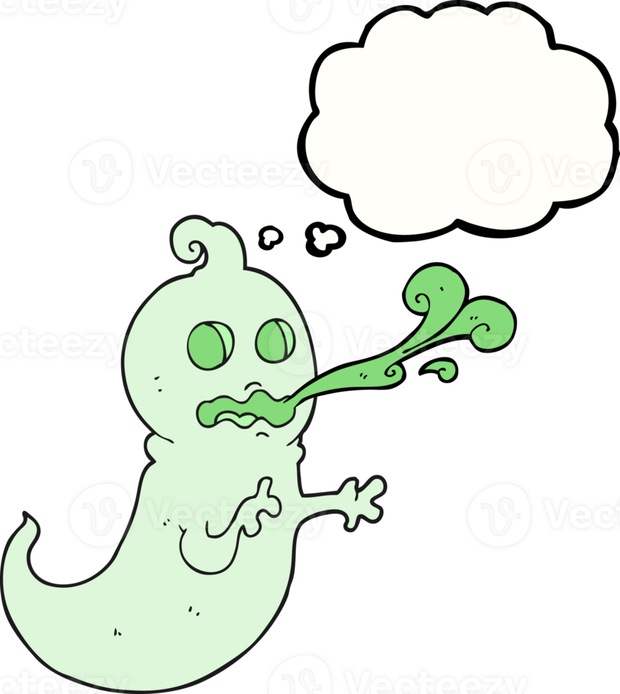 hand drawn thought bubble cartoon slimy ghost png