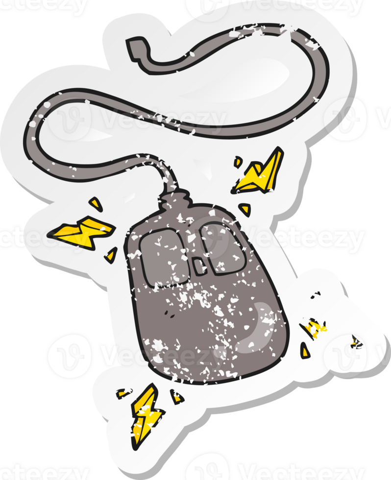 retro distressed sticker of a cartoon computer mouse png