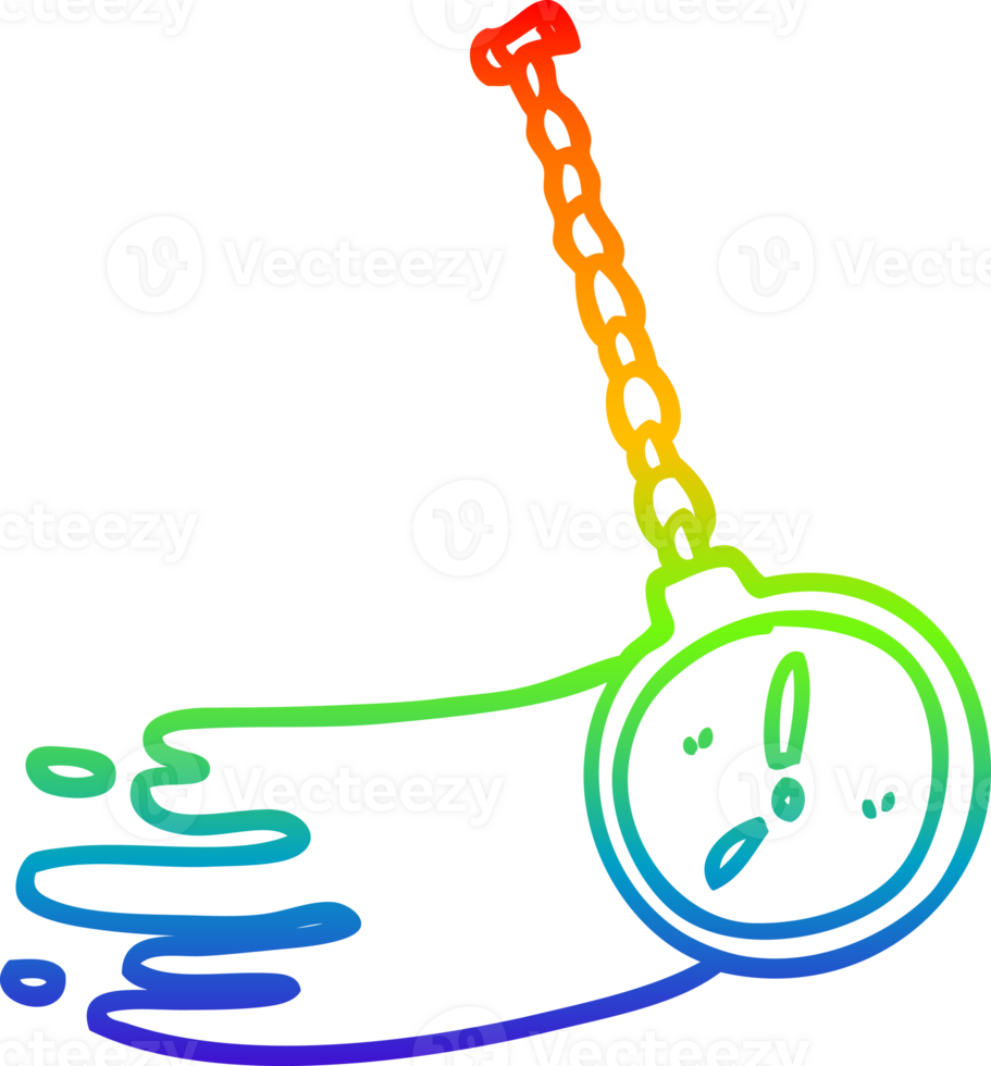 rainbow gradient line drawing of a cartoon hypnotist watch png