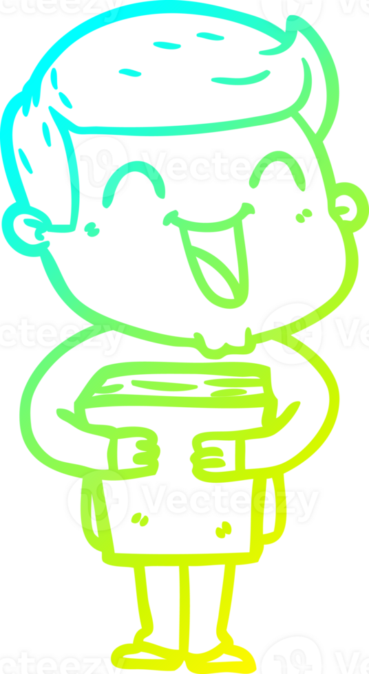 cold gradient line drawing of a cartoon man laughing png