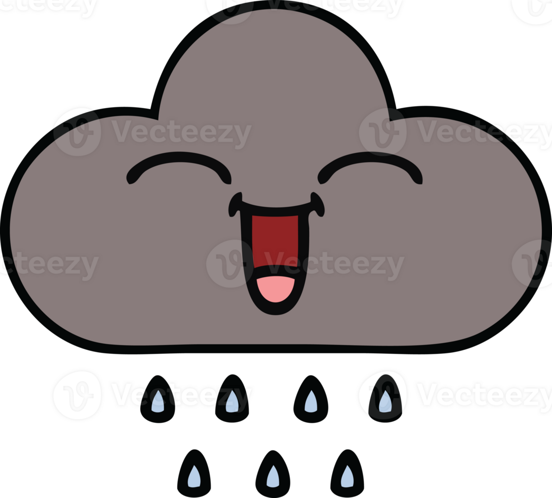 cute cartoon of a storm rain cloud png