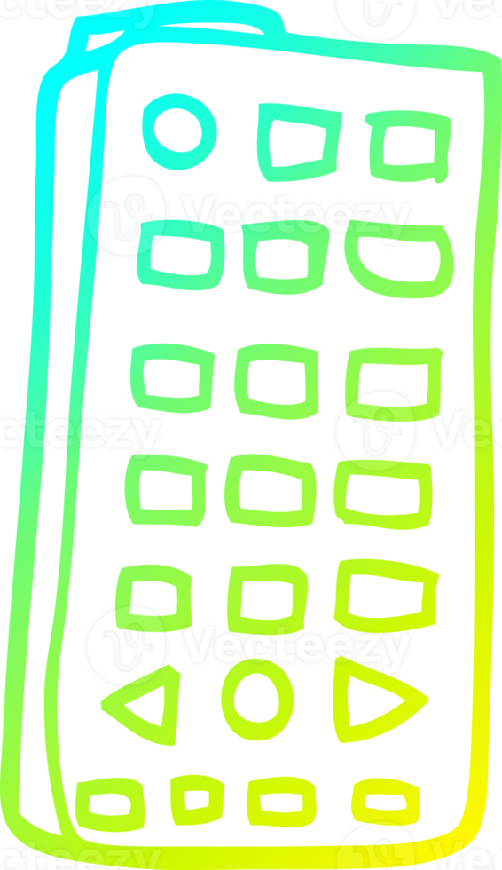 cold gradient line drawing of a cartoon remote control png